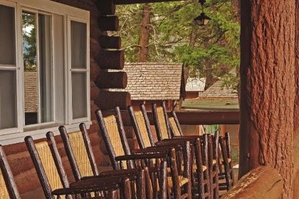 Roosevelt Lodge front porch overlooking the northern range in Yellowstone