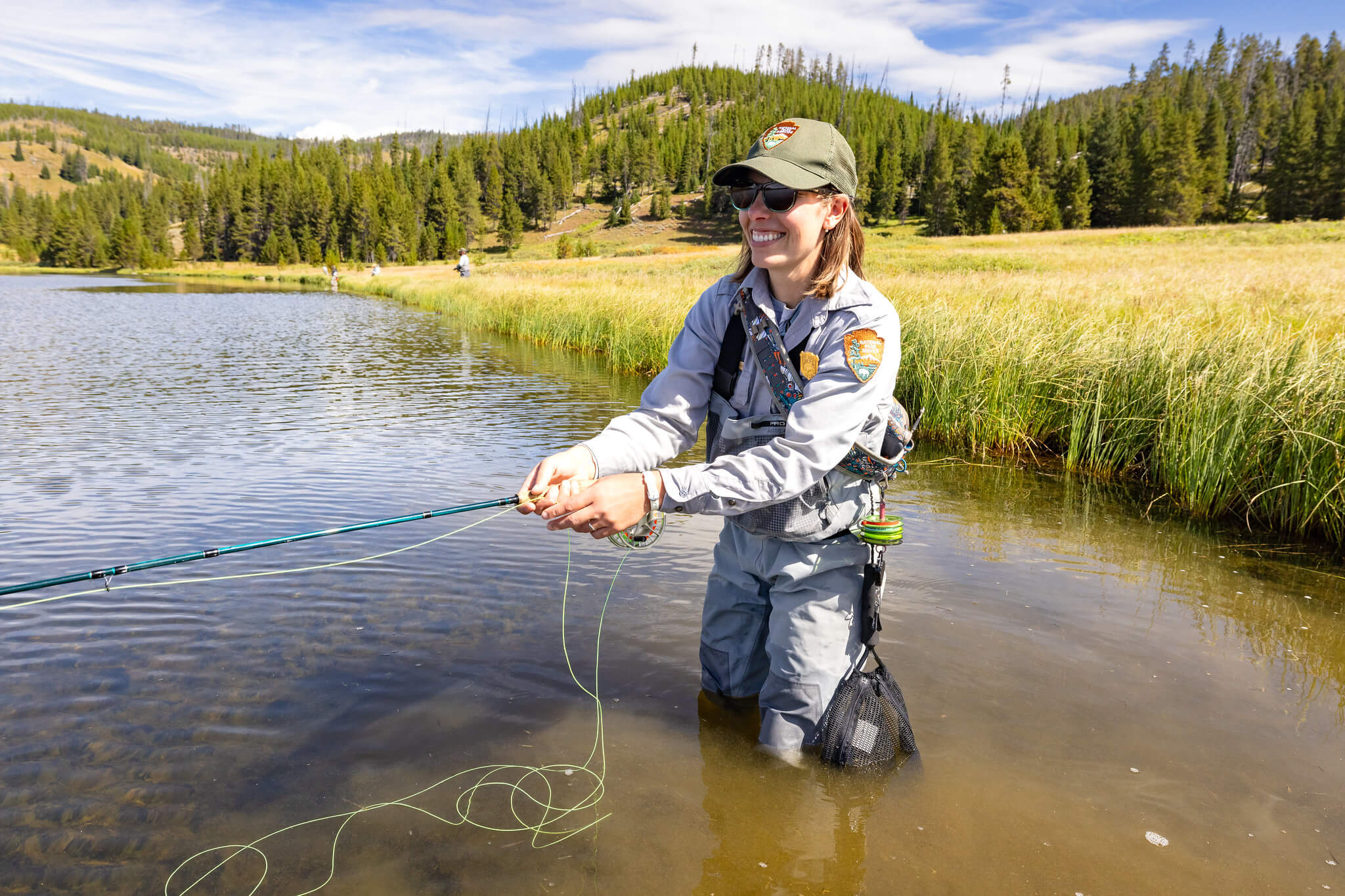 Yellowstone Fly Fishing Volunteer Program Andi Puchany Fishing Grebe Lake NPS/Jacob W. Frank